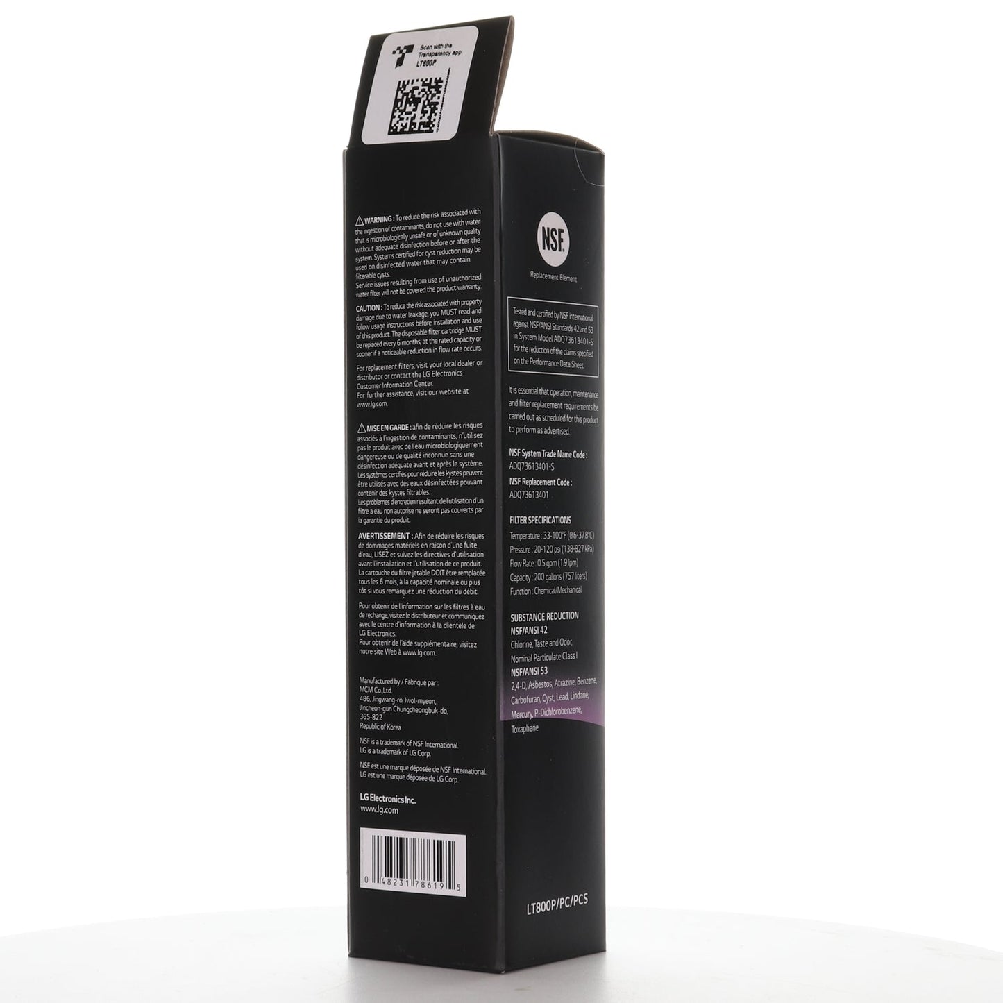 LG LT800P Genuine Refrigerator Water Filter Replacement Cartridge - ADQ73613408
