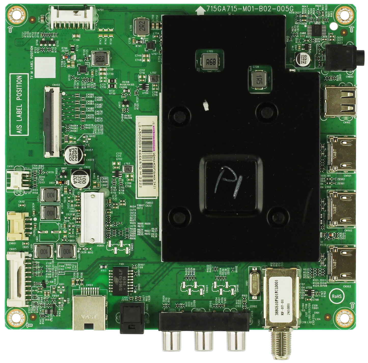 756TXMCB02K040 Insignia Main Board, 756TXMCB02K040020X, (G)XMCB02K04020X, 715GA715-M0B-B02-005G, NS-50F301NA24