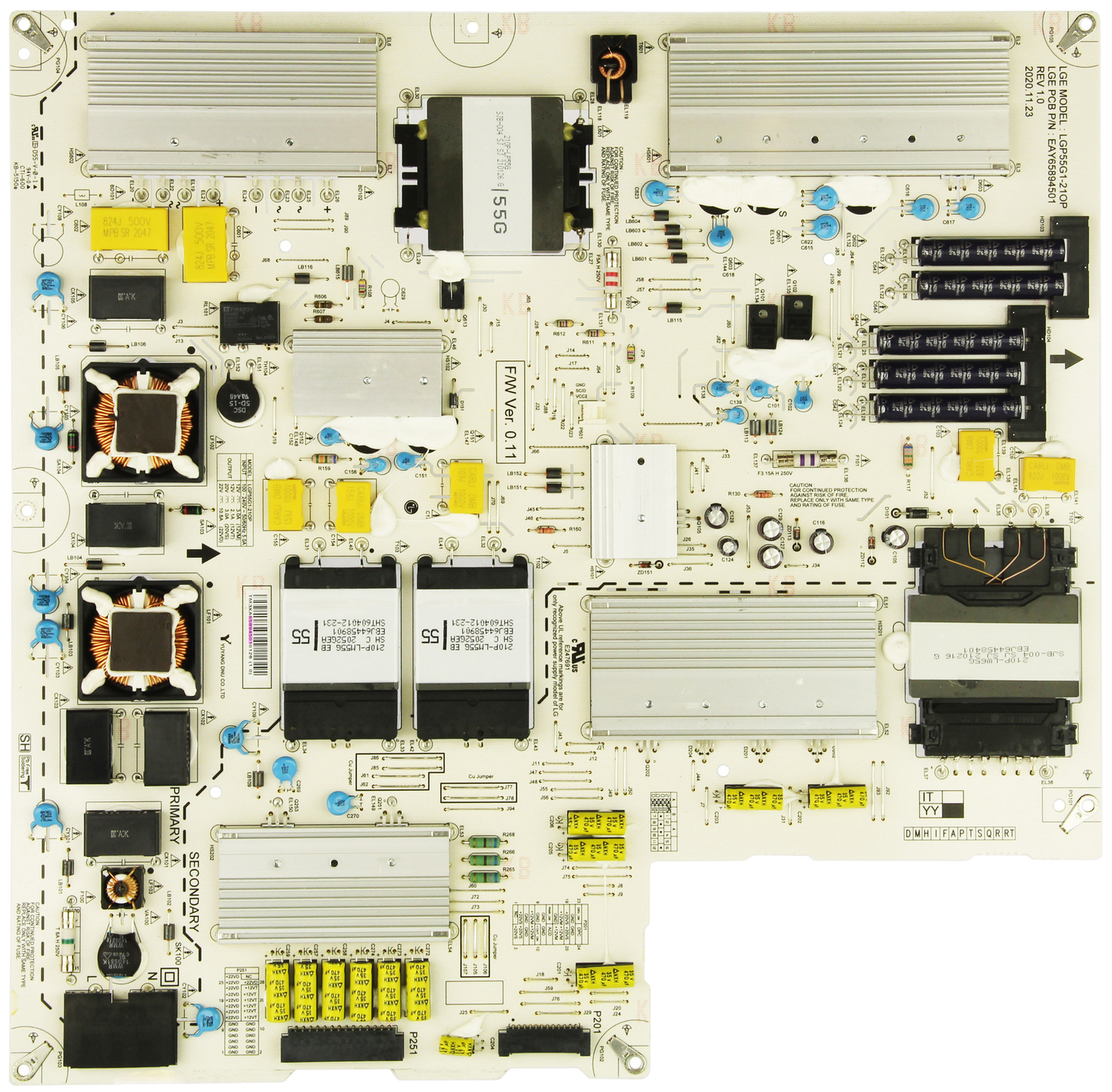 EAY65894501 LG Power Supply, LGP55G1-210HP, EPCA40CB1A, 3PCR02876A, OLED55G1PUA, OLED55G1RUA