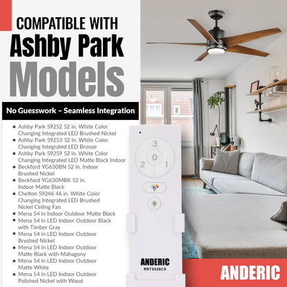 Anderic RRTX028CS Replacement Ceiling Fan Remote Control for Hampton Bay and Home Decorators Collection - TX028C-S