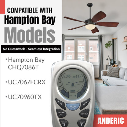 Anderic RR7087T Replacement Thermostatic Ceiling Fan Remote Control with Fan Timer Key | CHQ7087T