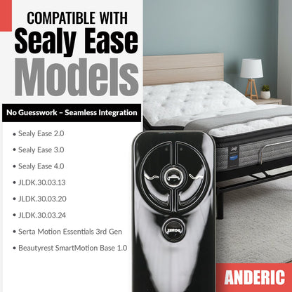 Anderic RR399A Replacement Adjustable Bed Frame Remote Control for Sealy, Serta, Ease, Beautyrest, SmartMotion | RF399A, RF368B