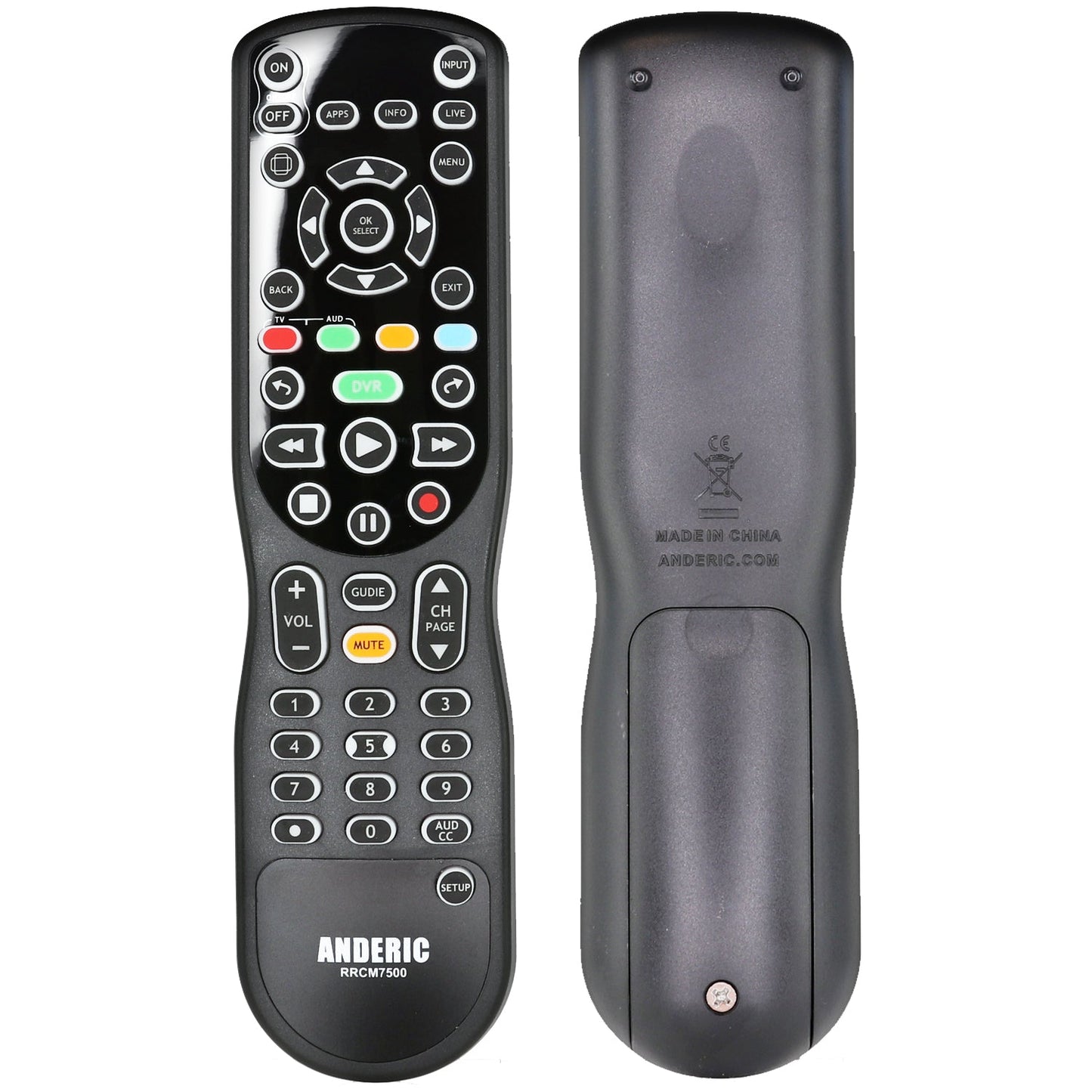 Anderic RRCM7500 Replacement Remote Control for Channel Master CM7500XRC2 DVR+ Over the Air Cable box