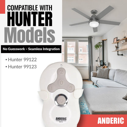 Anderic 99122 Replacement Ceiling Fan Remote Control for Hunter 99122, IN2TX41, 2AN5T-99122