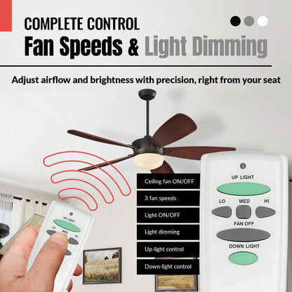Anderic RR7078TUDL / HD6-UD (UC7078T) Ceiling Fan Remote Control for Hampton Bay | CHQ7078T | Up Light | Down Light