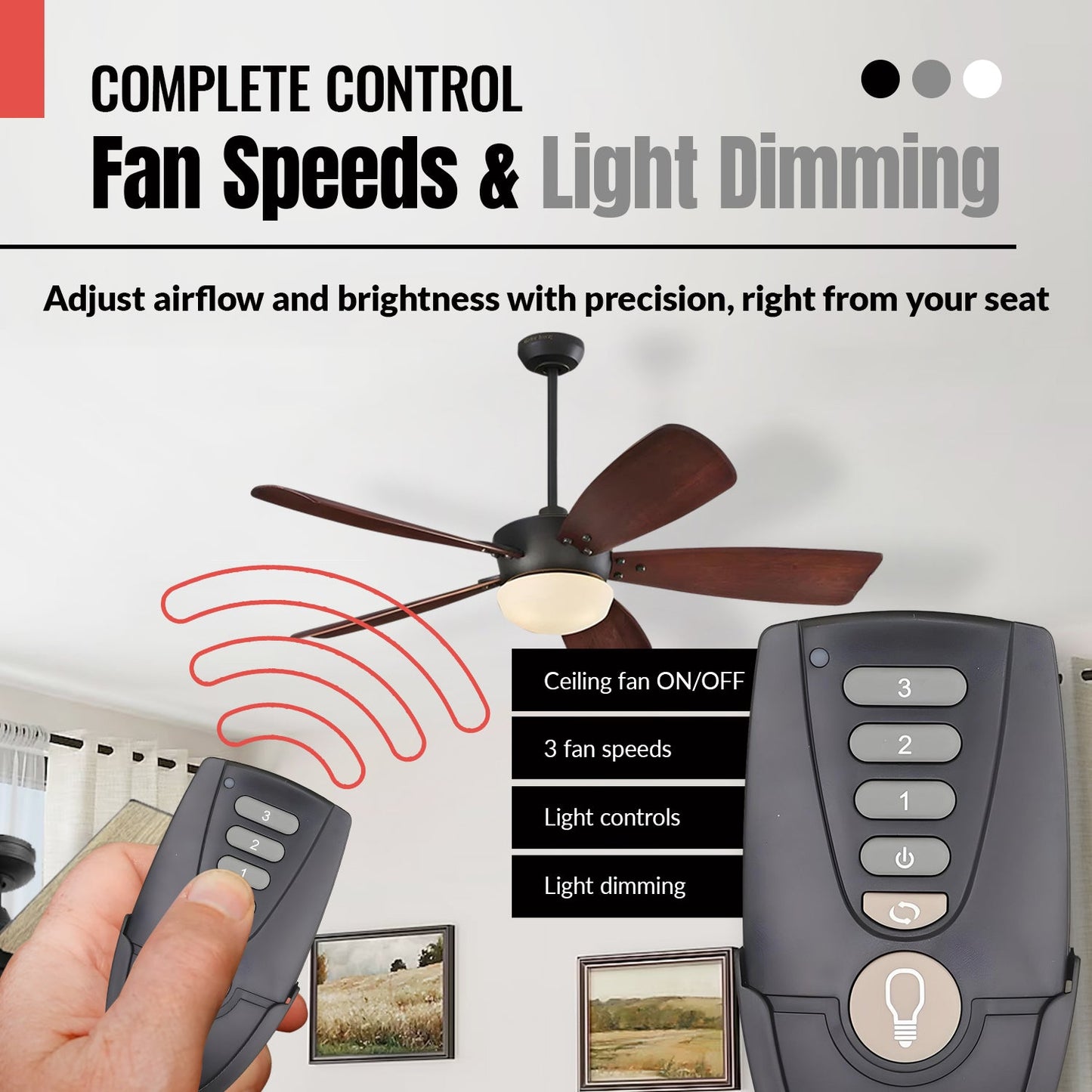 Anderic RR7222T Replacement Ceiling Fan Remote Control for Home Decorators Collection and Others | UC7222T, CHQ7222T