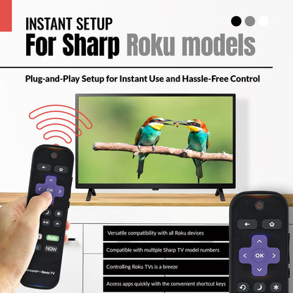 Sharp LC-RCRUDUS-20 Roku TV Remote Control | 2019, 2018 - LCRCRUDUS20