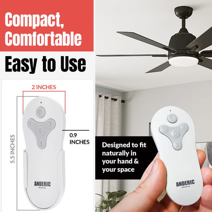 Anderic RRTR214D Replacement Ceiling Fan Remote Control for Harbor Breeze TR214D, KUJCE10311, KUJCE10712, and Others