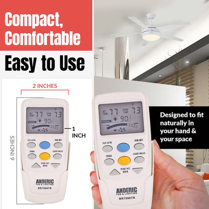 Anderic RR7096TR Thermostatic Ceiling Fan Remote Control with Reverse Key | CHQ7096T, CHQ8BT7096T
