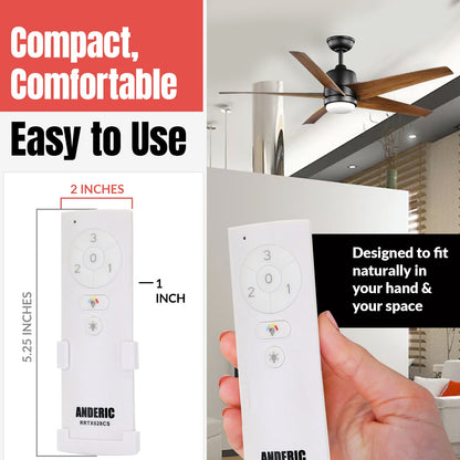 Anderic RRTX028CS Replacement Ceiling Fan Remote Control for Hampton Bay and Home Decorators Collection - TX028C-S