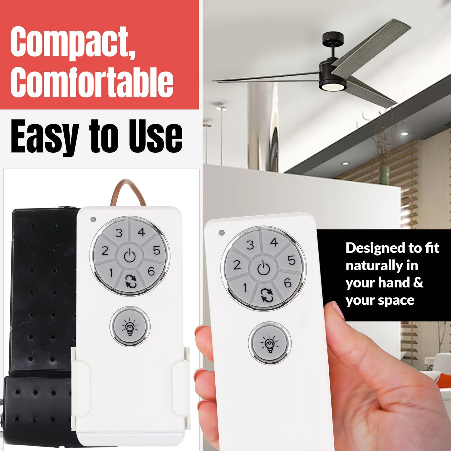 Anderic DC1/DC8 Replacement Ceiling Fan Kit | DC8-96SG8 Receiver & DC1 Remote Control