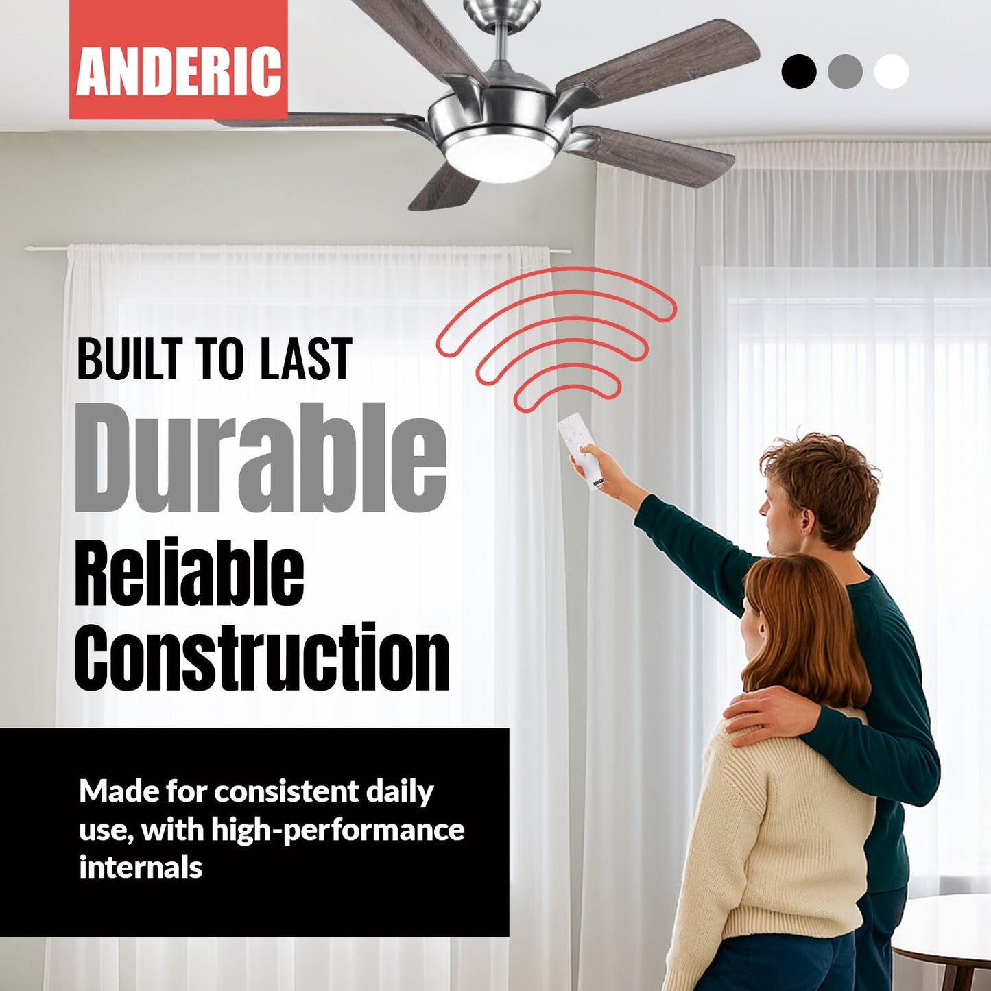 Anderic RRTX028CS Replacement Ceiling Fan Remote Control for Hampton Bay and Home Decorators Collection - TX028C-S