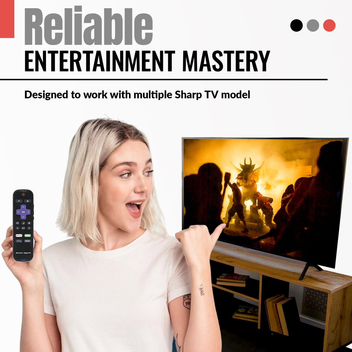 Sharp LC-RCRUDUS-20 Roku TV Remote Control | 2019, 2018 - LCRCRUDUS20