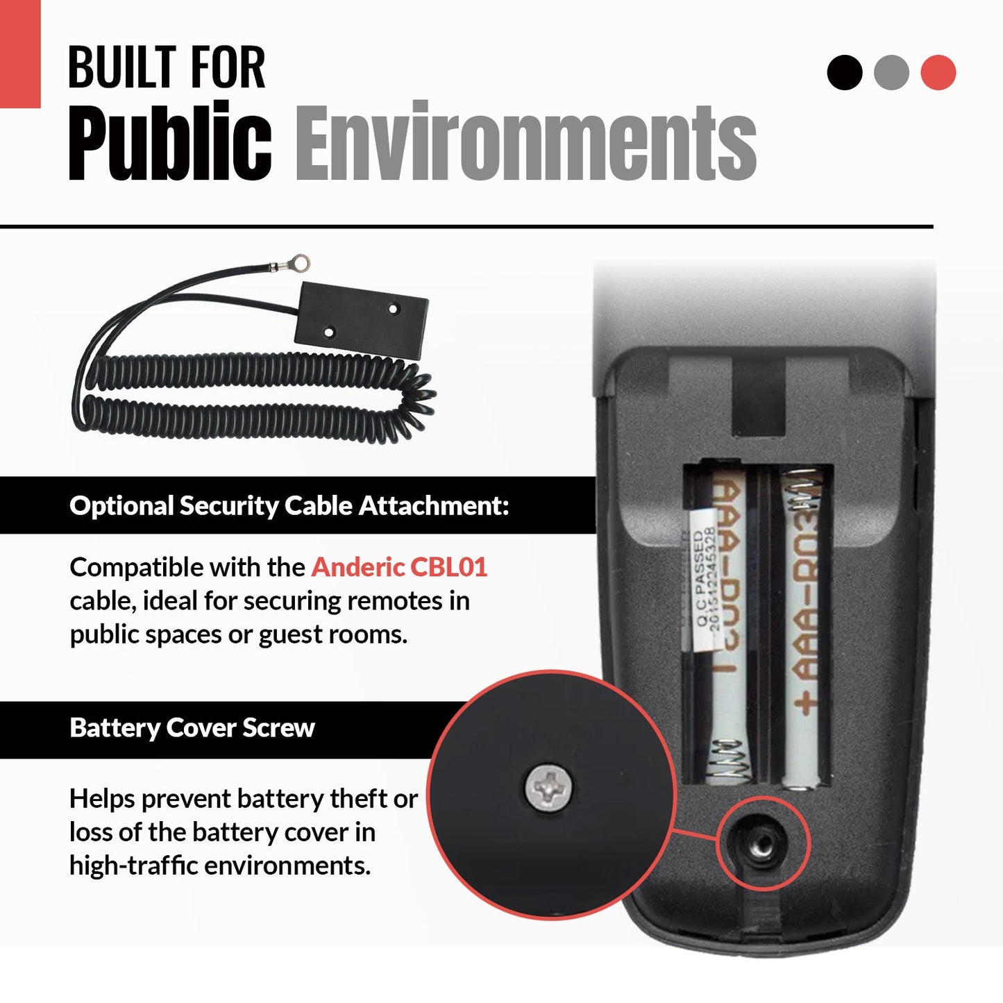 Anderic RRH100 2-Device Universal Remote Control for Hospitality TVs and Cable/Satellite/STB Boxes with Learning