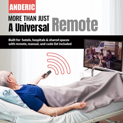 Anderic RRH100 2-Device Universal Remote Control for Hospitality TVs and Cable/Satellite/STB Boxes with Learning