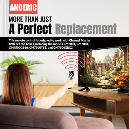 Anderic RRCM7500 Replacement Remote Control for Channel Master CM7500XRC2 DVR+ Over the Air Cable box