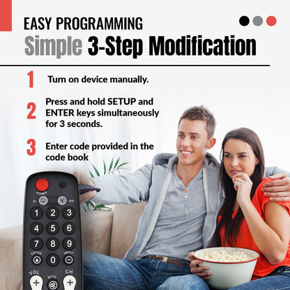 Anderic RRH100 2-Device Universal Remote Control for Hospitality TVs and Cable/Satellite/STB Boxes with Learning