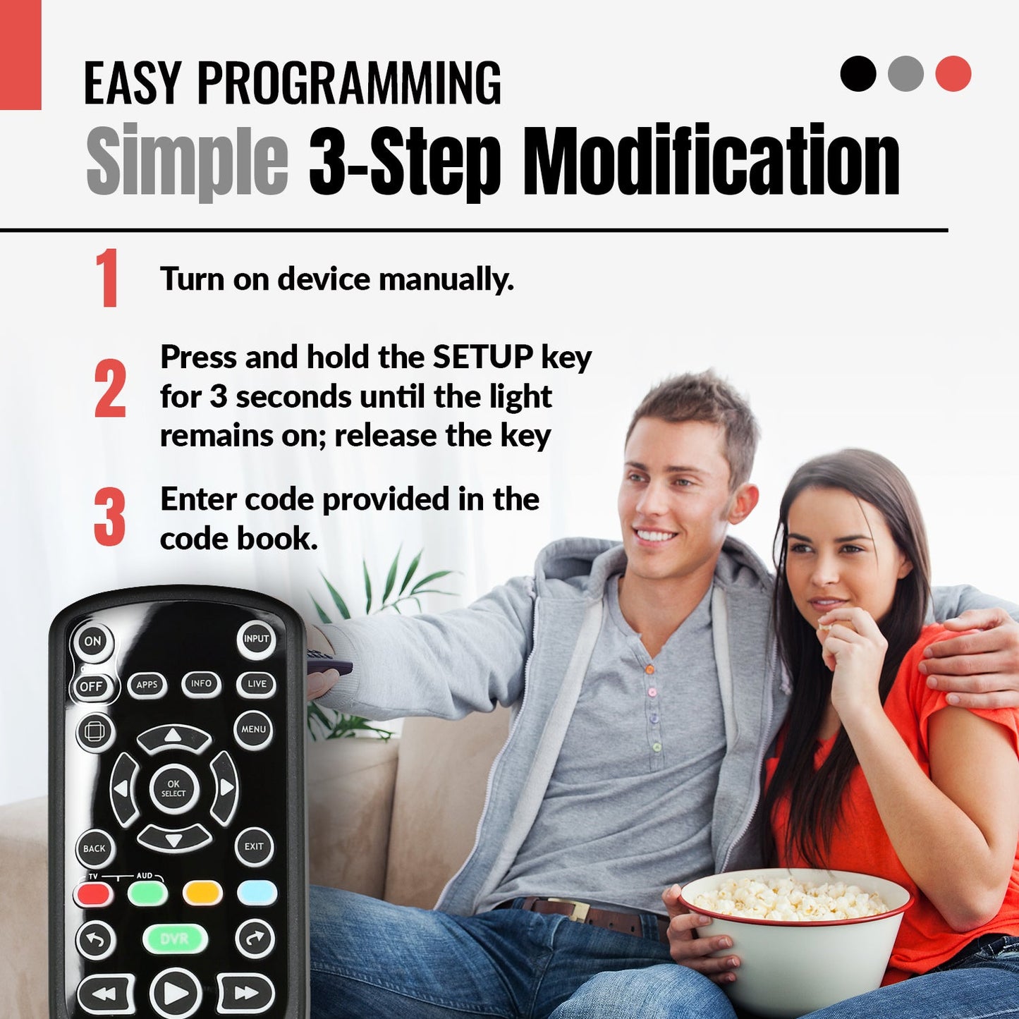 Anderic RRCM7500 Replacement Remote Control for Channel Master CM7500XRC2 DVR+ Over the Air Cable box