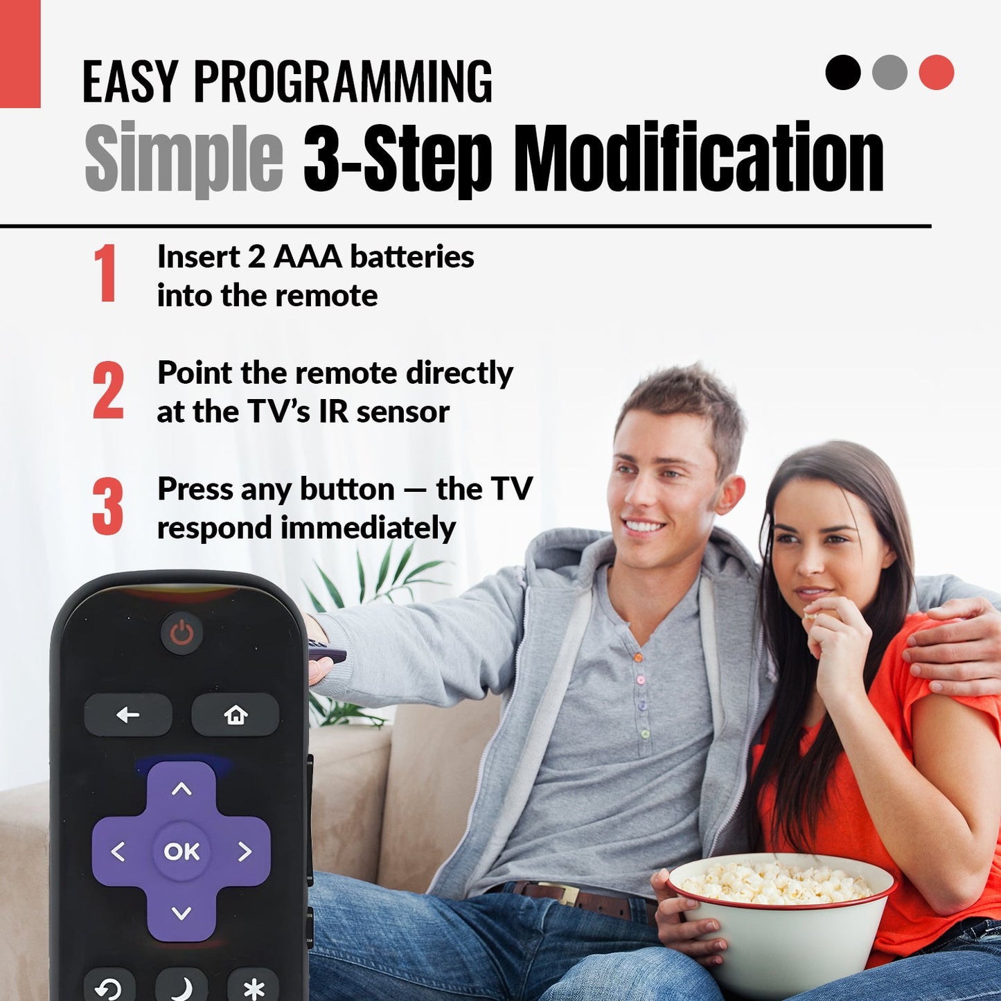 Sharp LC-RCRUDUS-20 Roku TV Remote Control | 2019, 2018 - LCRCRUDUS20