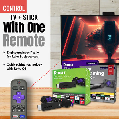 Anderic RC-GZ1 Universal Remote Control for Roku Streaming Stick, StreamBar, and TV | RCFA5 RCGZ1