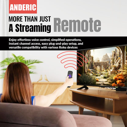 Anderic RC-GZ1 Universal Remote Control for Roku Streaming Stick, StreamBar, and TV | RCFA5 RCGZ1