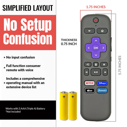 Anderic RC-GZ1 Universal Remote Control for Roku Streaming Stick, StreamBar, and TV | RCFA5 RCGZ1