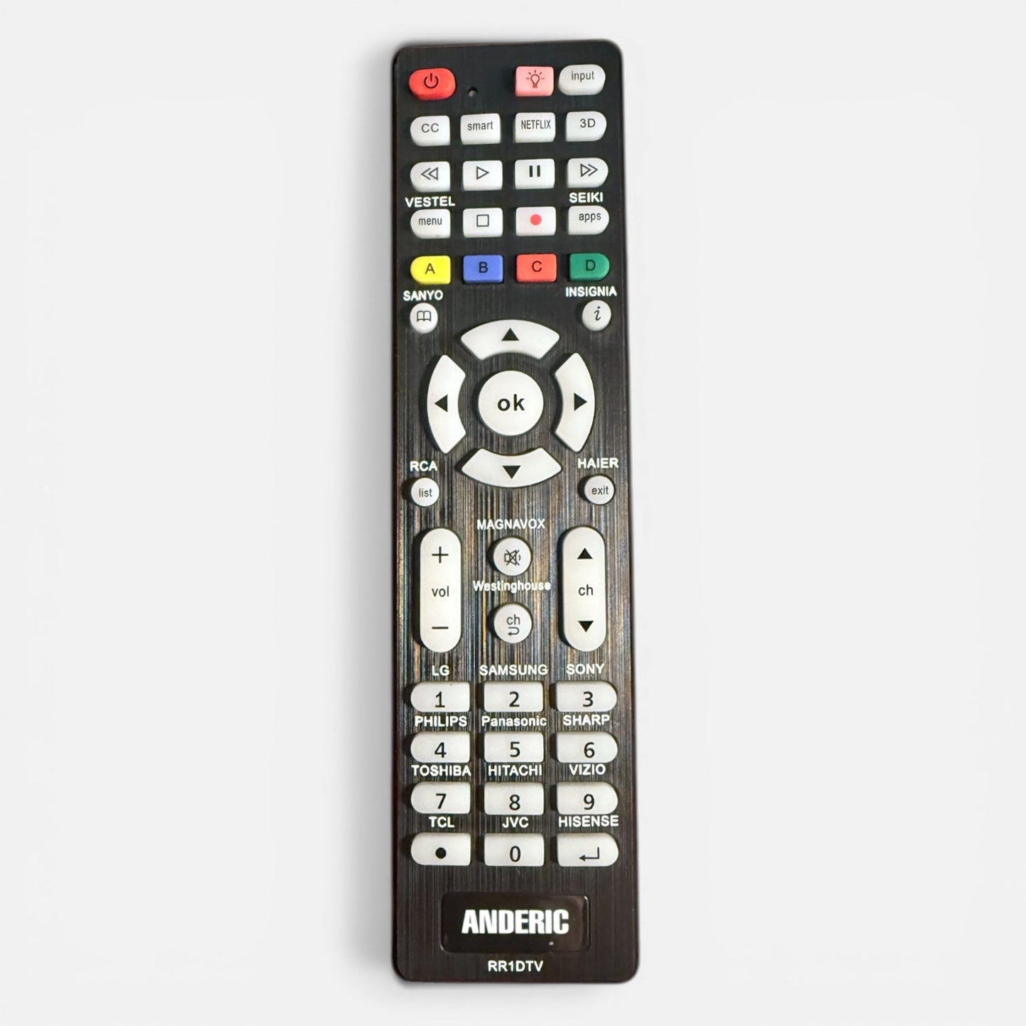 Anderic RR1DTV Universal Smart TV Remote Control with Backlight and Quick Programming for All Brands