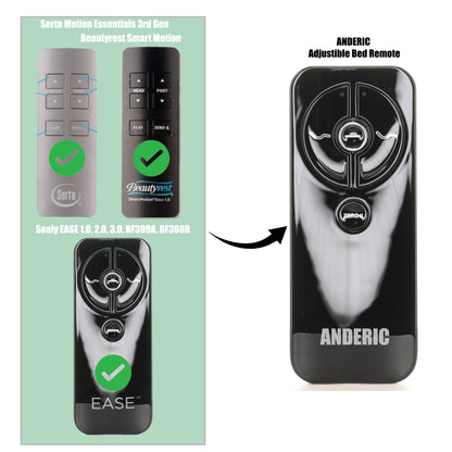 Anderic RR399A Replacement Adjustable Bed Frame Remote Control for Sealy, Serta, Ease, Beautyrest, SmartMotion | RF399A, RF368B