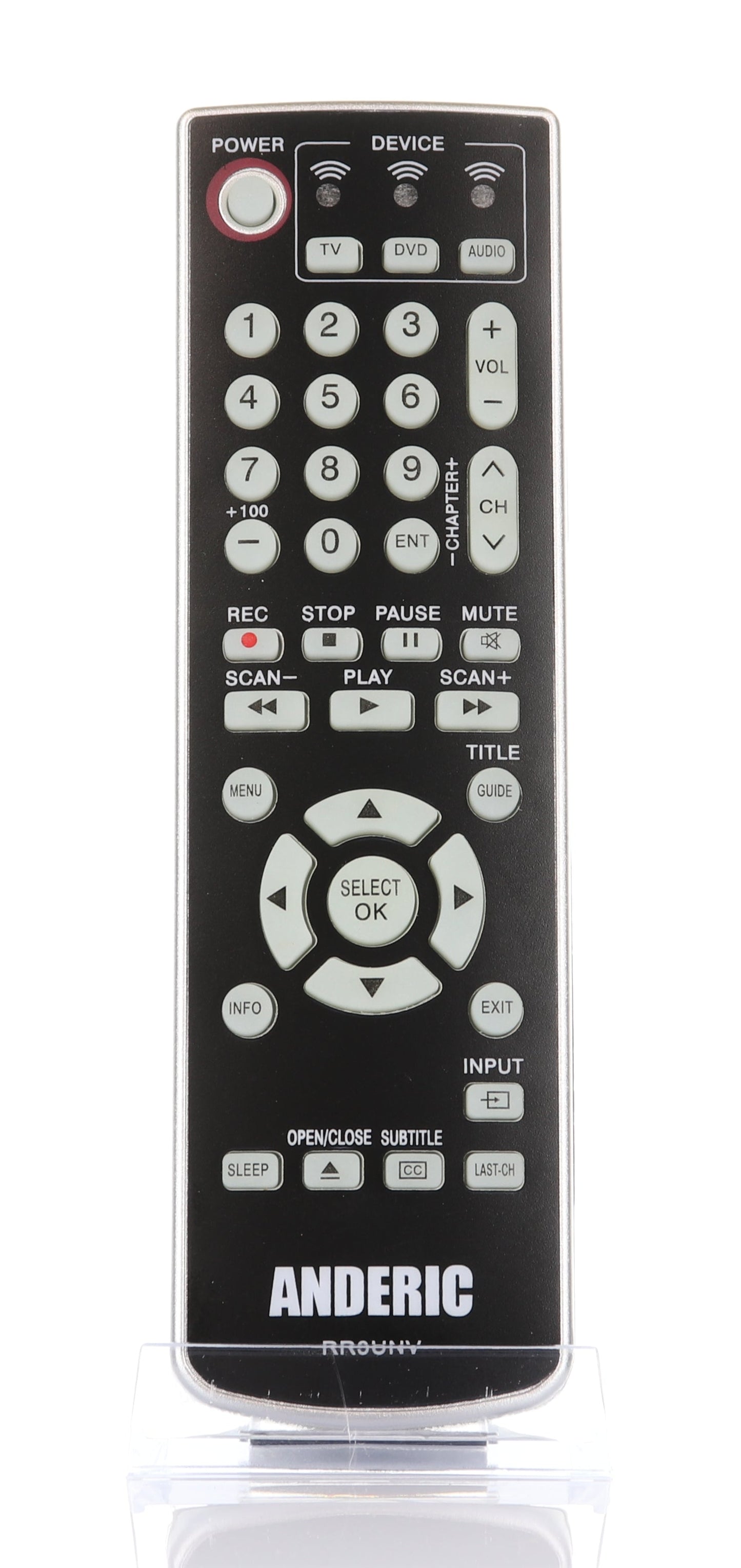 Anderic RR3UNV 3-Device Universal Remote Control for TV/DVD/VCR/Cable/Sat/Audio with Learning