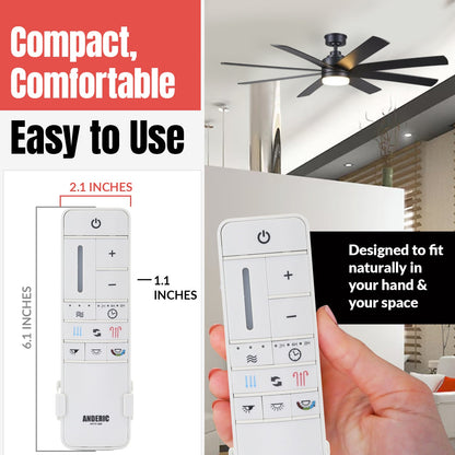 Anderic MR205A-D / TR198B Replacement Ceiling Fan Remote Control Kit for Marlon Home Decorators Collection and others - MR205A-D / RRTR198B