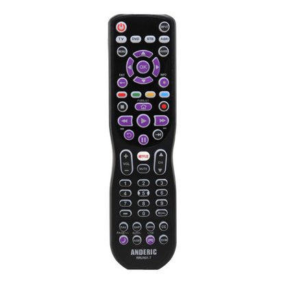 Anderic RRUR01.7 4-Device Universal Remote Control for Roku Streaming Players & Roku TV's | Backlighting, Learning, and Macro