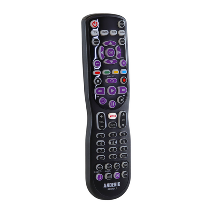 Anderic RRUR01.7 4-Device Universal Remote Control for Roku Streaming Players & Roku TV's | Backlighting, Learning, and Macro