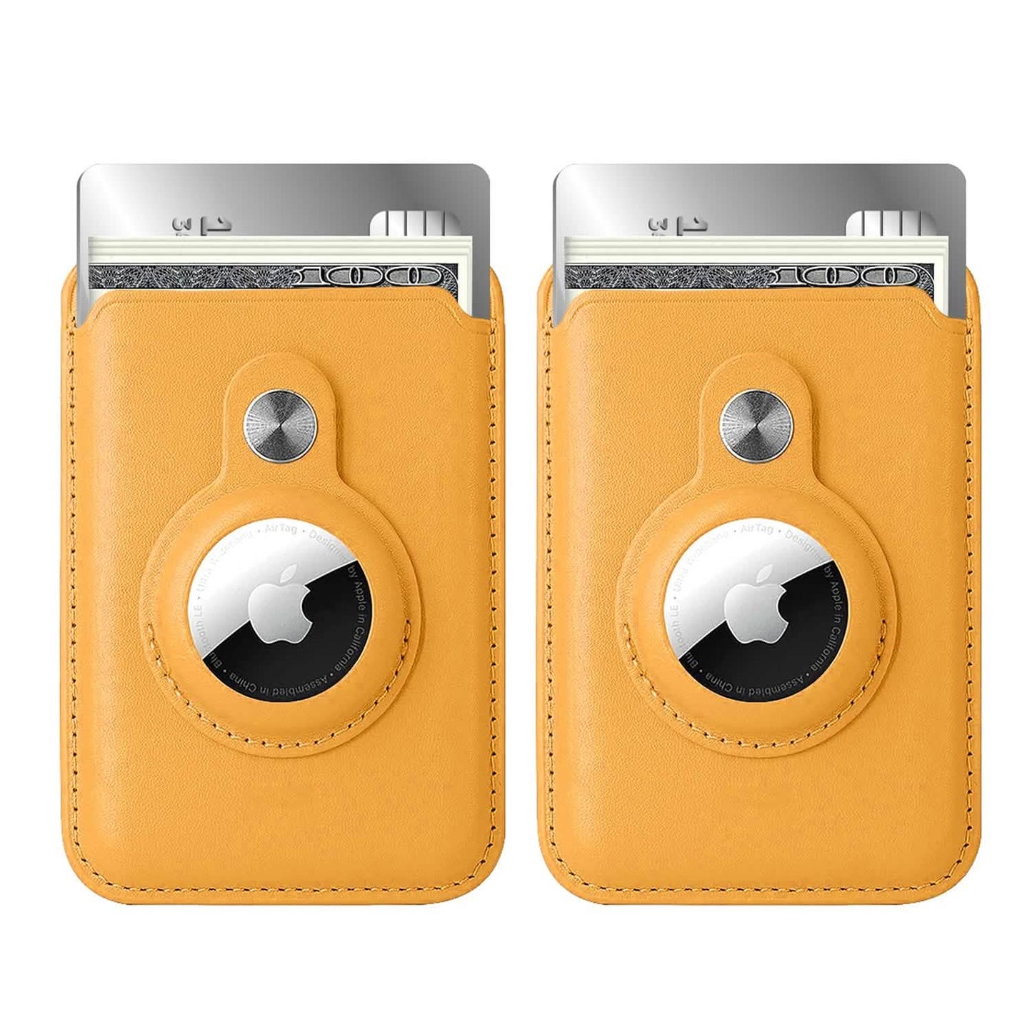 RFID Blocking Snap-On MagSafe Magnetic Card Wallet Holder Organizer With Built-In AirTag Pocket