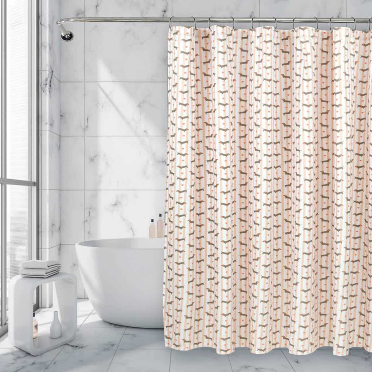 Royale Linens Double Brushed Microfber 1800 Thread Printed Shower Curtain