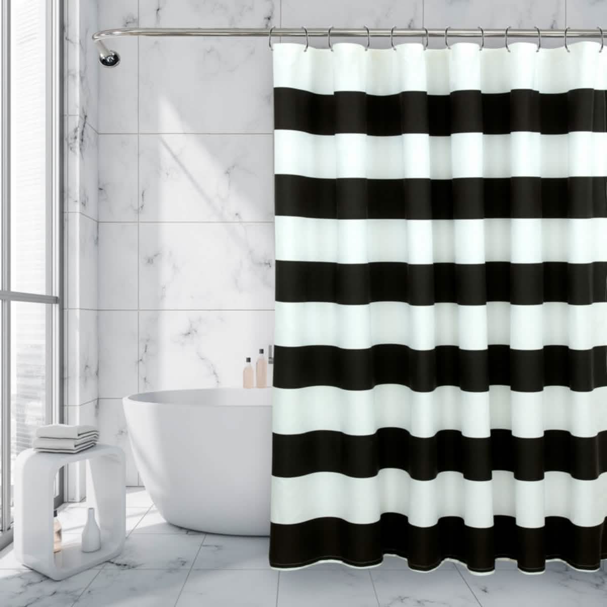 Royale Linens Double Brushed Microfber 1800 Thread Printed Shower Curtain
