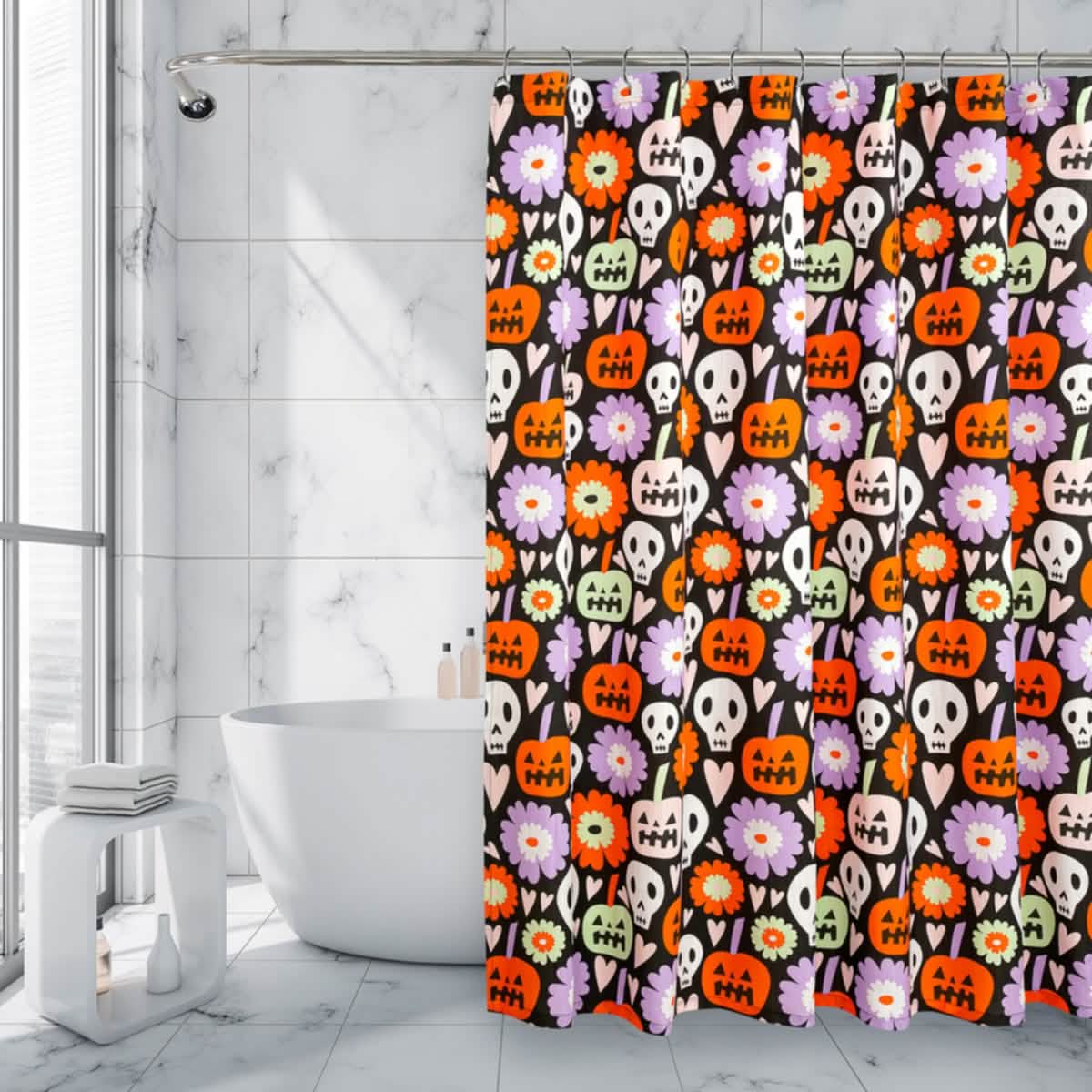 Royale Linens Double Brushed Microfber 1800 Thread Printed Shower Curtain