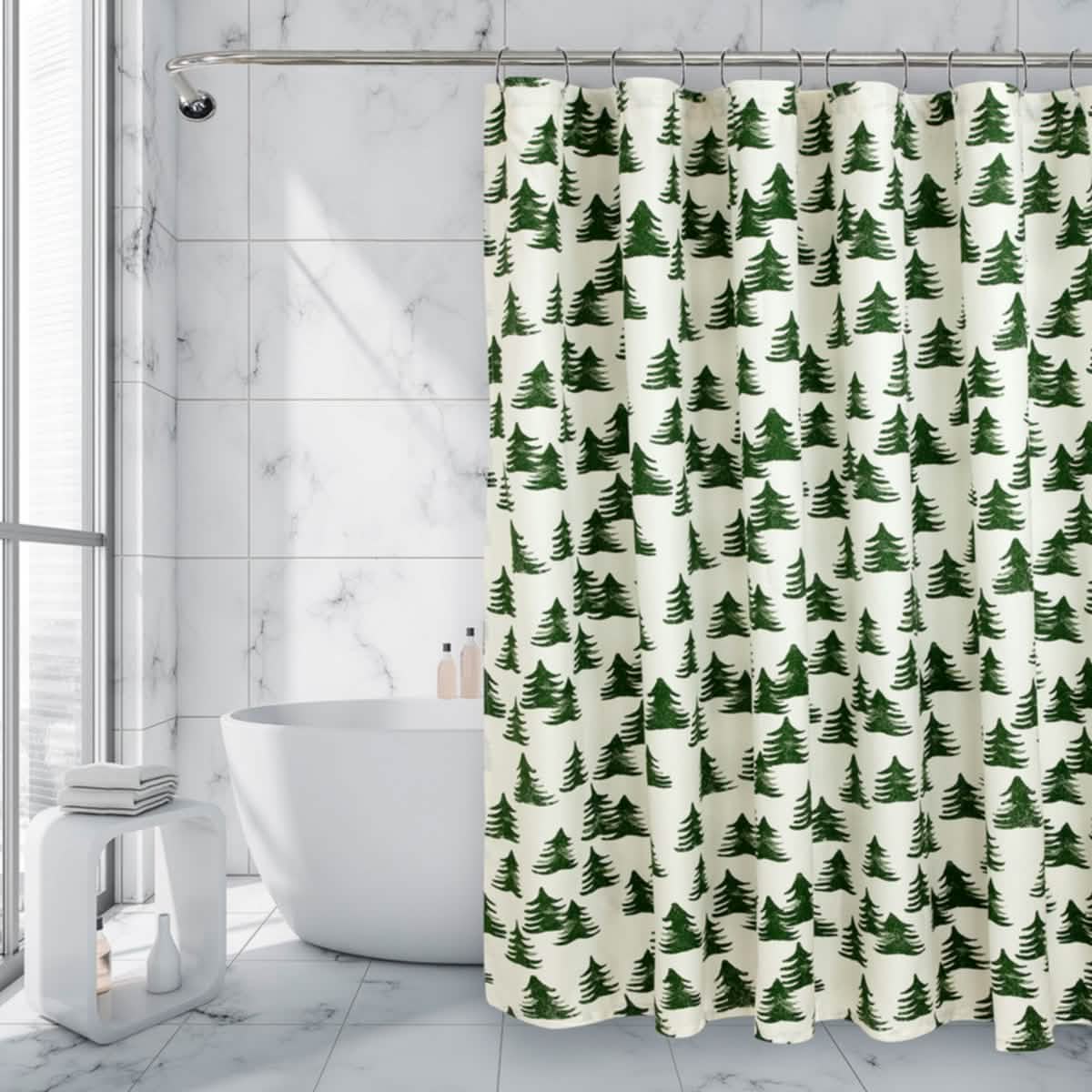 Royale Linens Double Brushed Microfber 1800 Thread Printed Shower Curtain