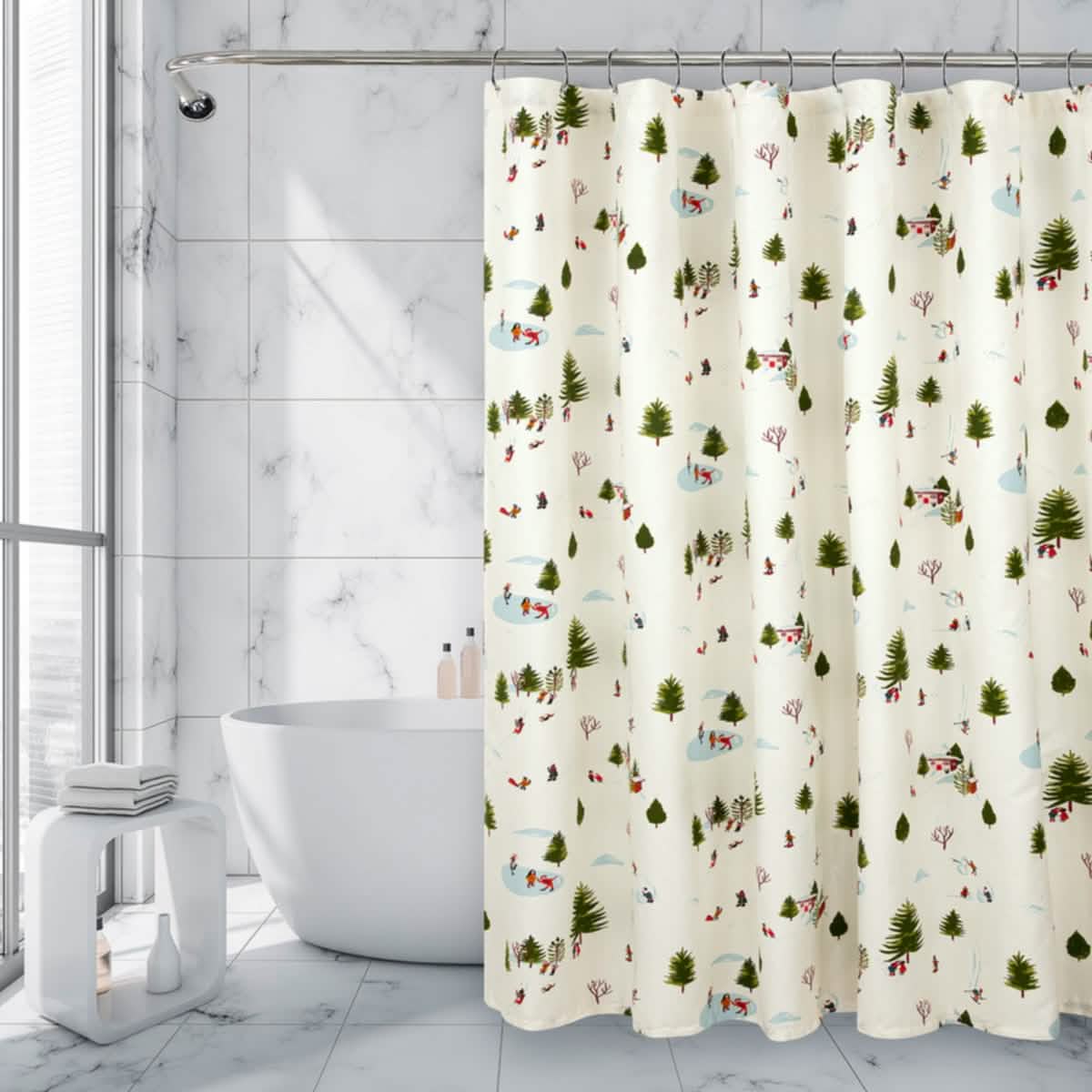 Royale Linens Double Brushed Microfber 1800 Thread Printed Shower Curtain