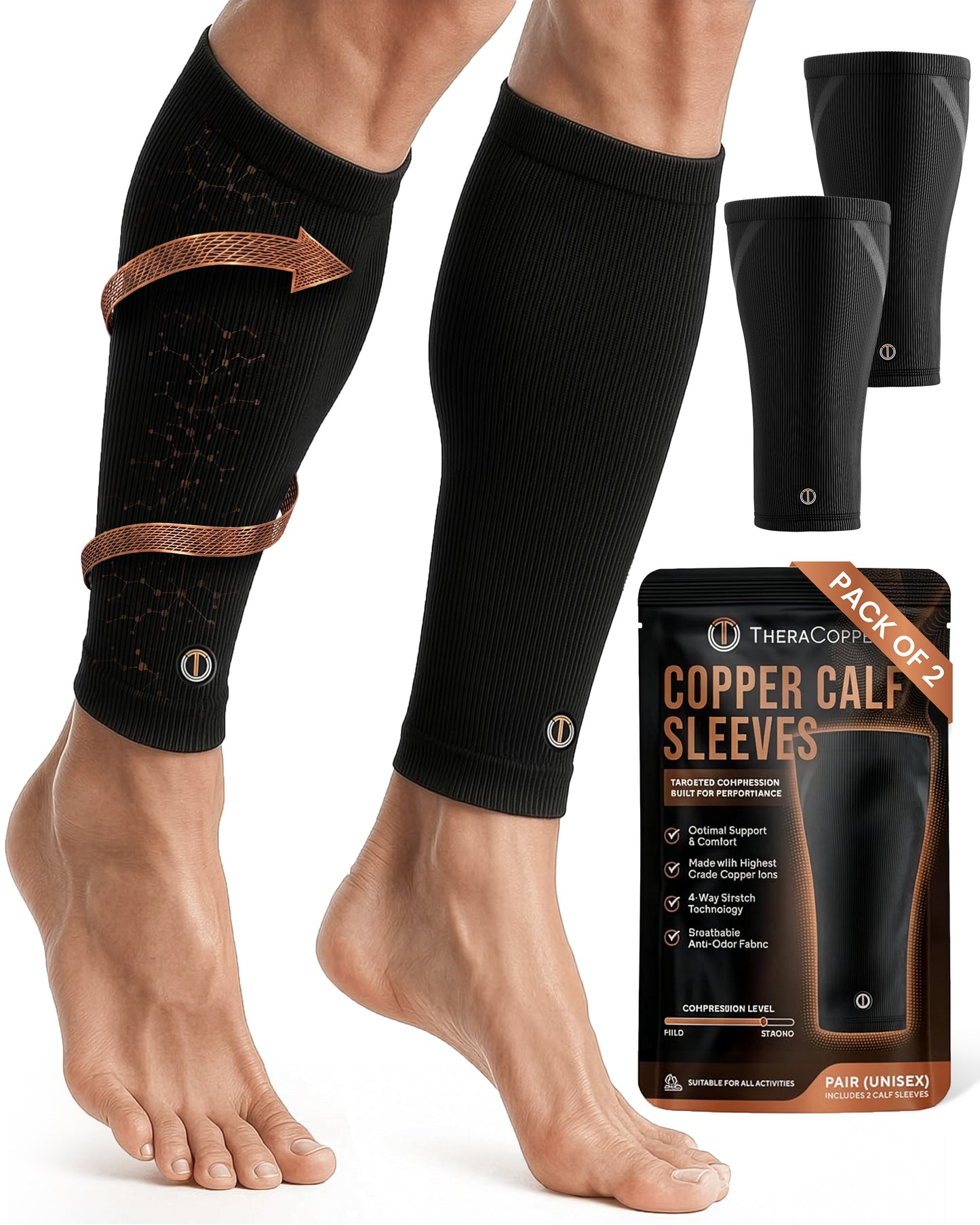 Copper Calf Compression Sleeves (2 Pack)