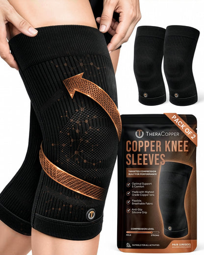 Copper Compression Knee Sleeves (2 Pack)