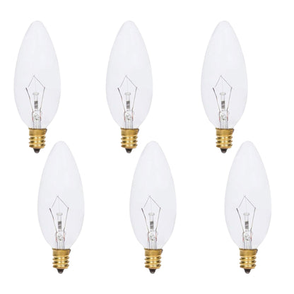Foundation™ 40-Watt Incandescent Dimmable Light Bulb - 2700K Soft White, E12 Candelabra Base, Torpedo - 6-Pack