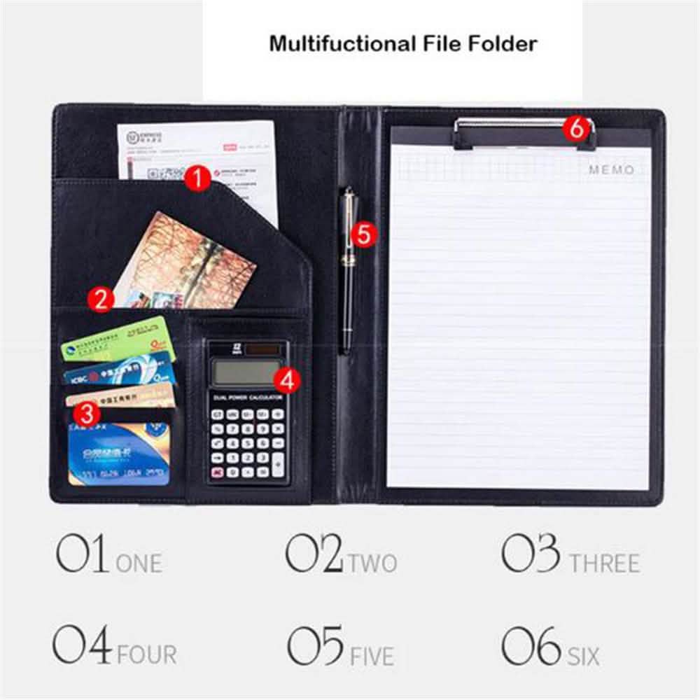 A4 Conference Folder Soft Leather Portfolio Organiser with Calculator