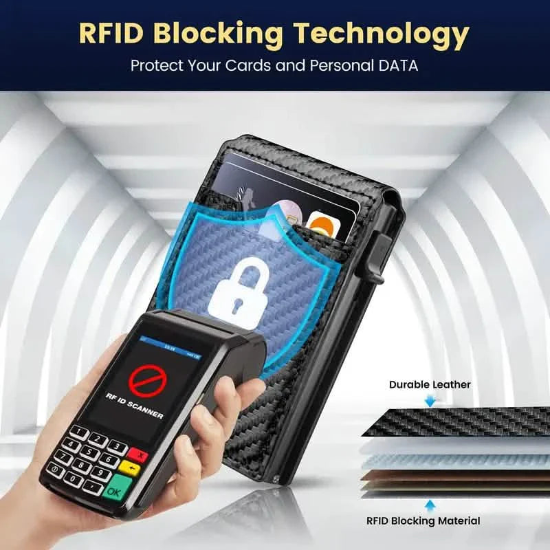 Minimalist Carbon Fiber Wallet for Men – Slim Bifold with Money Clip & RFID Protection