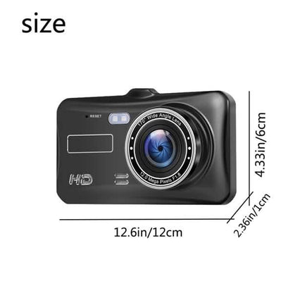 A6T 4-Inch 170° Wide Angle Full HD 1080P Car DVR Dual Lens Dash Cam Rear View Camera Video Recorder with Touch Screen