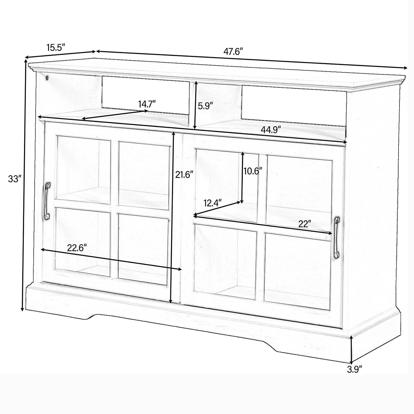 Accent Cabinet Wood Kitchen Buffet Sideboard