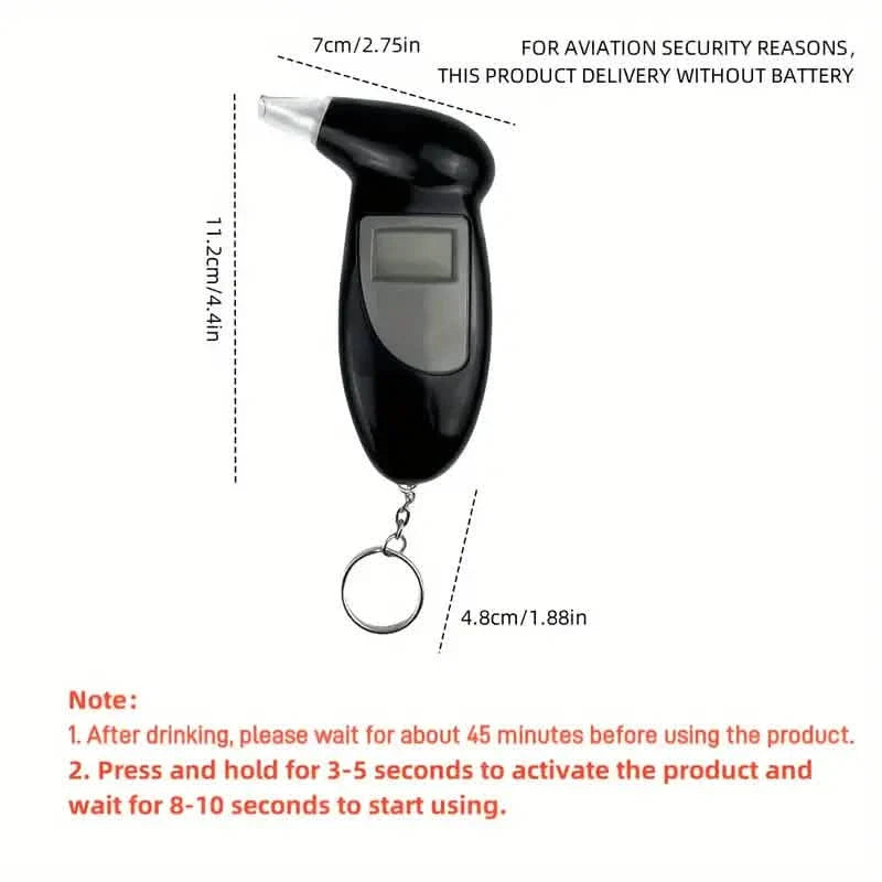 Accurate Personal Breath Alcohol Tester - Instant Blood Alcohol Content Measurement with High-Precision Sensors and LED Display