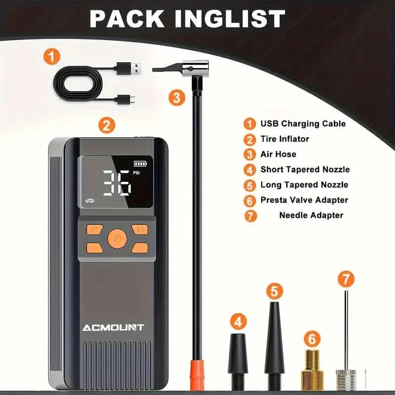 Acmount Tire Inflator Portable Air Compressor 150PSI