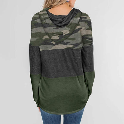 Actloe Women Long Sleeve Striped Color Block Casual Hoodies