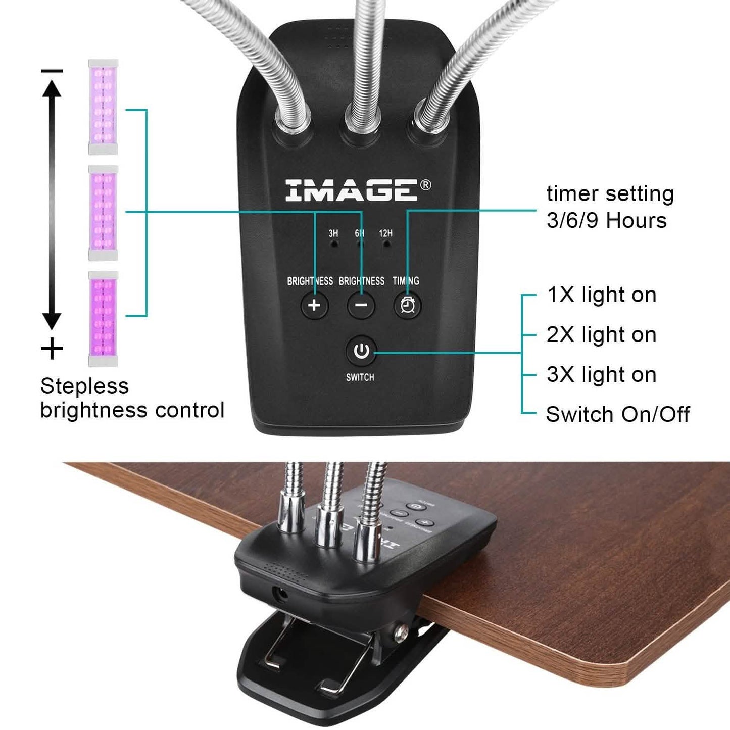 Adjustable 3-Head Grow Lights for Indoor Plants with Timer