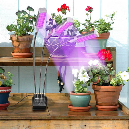Adjustable 3-Head Grow Lights for Indoor Plants with Timer